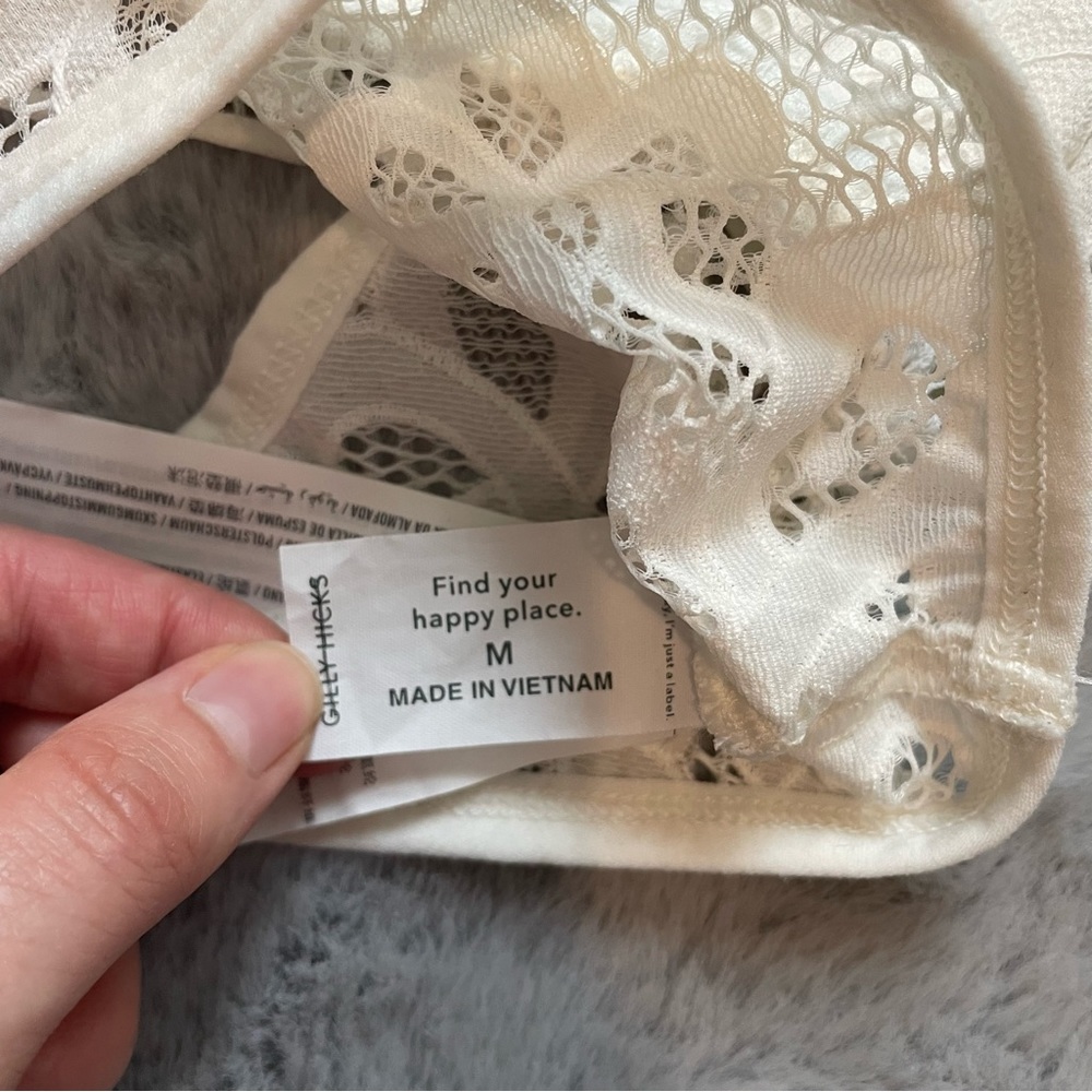 Gilly Hicks White Longline Crochet Lace Bralette Medium - Picture 6 of 8